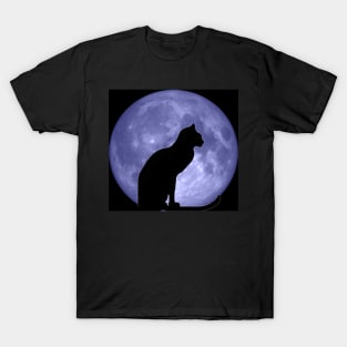 Black Cat Blue moon T-Shirt